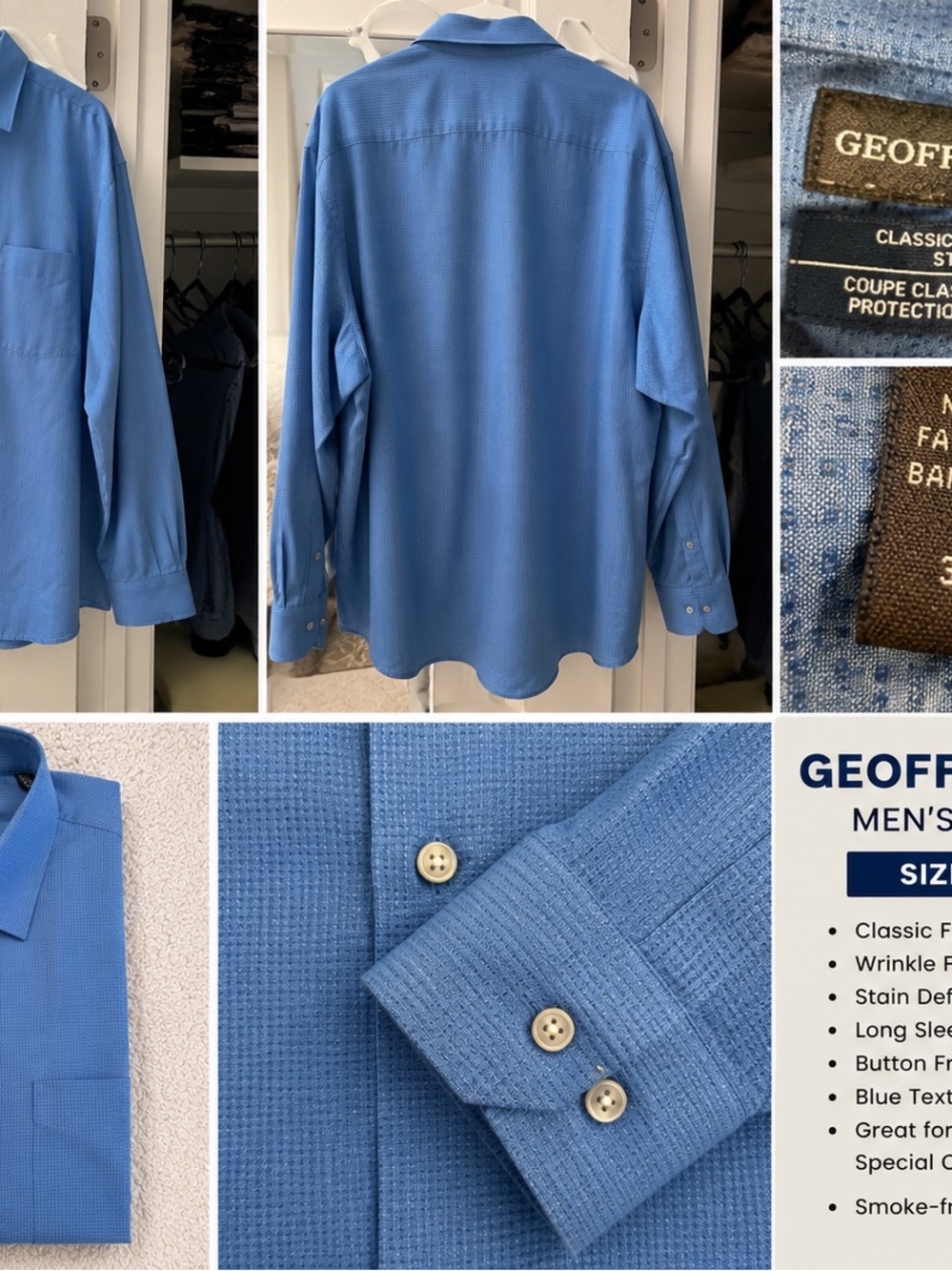 Geoffrey Beene Men's Light Blue Textured Dress Shirt